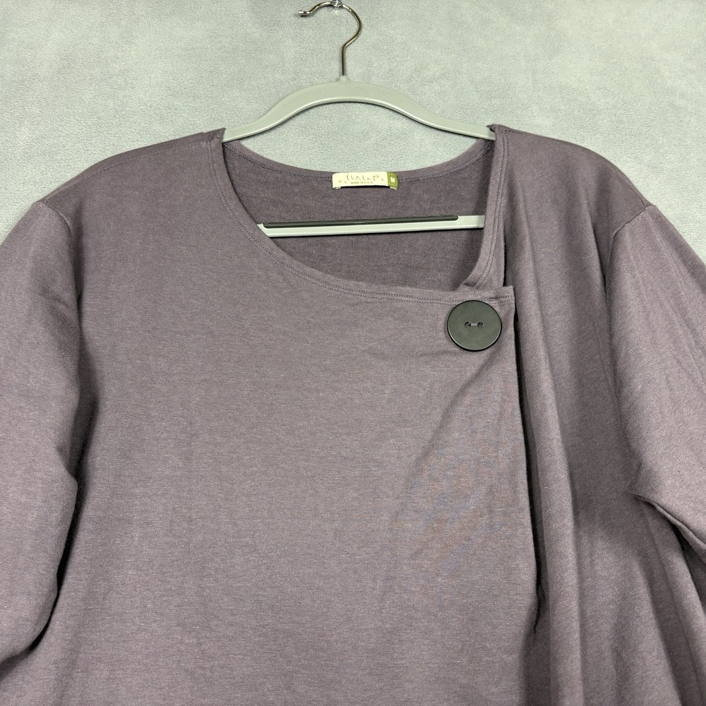 Chalet Size Medium Purple Tunic Top Asymmetrical Neck Button Lagenlook USA - Picture 4 of 8